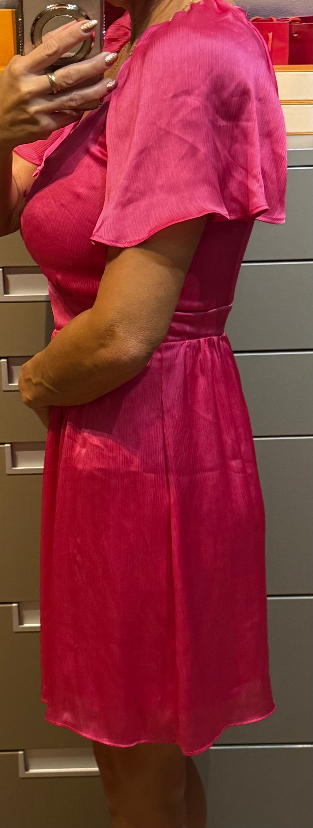 ✨ Naf Naf - Robe satin fuschia - T34 ✨