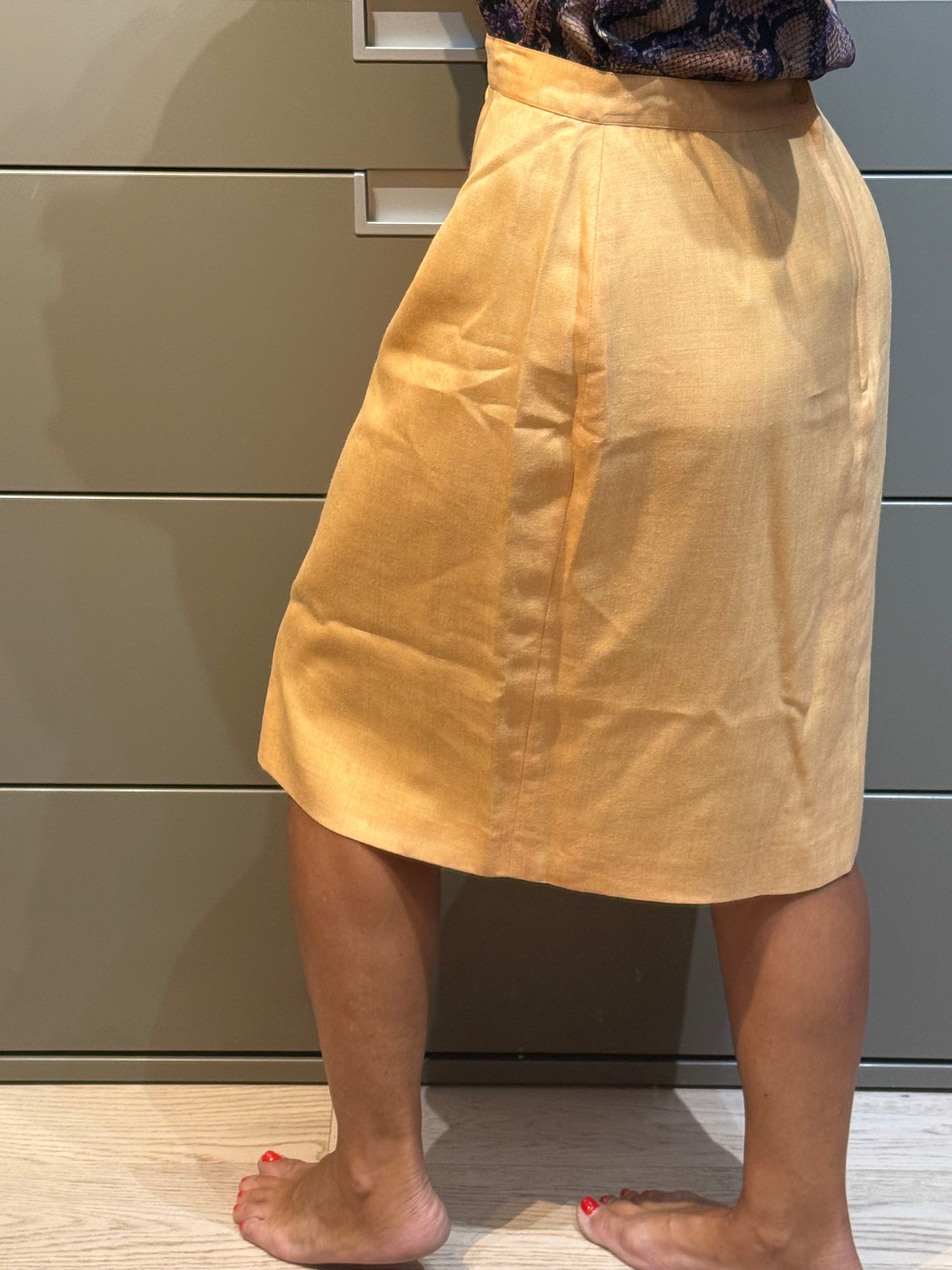 ✨ Jupe Crayon Vintage KENZO JUNGLE – Jaune Pastel (Mélange Laine) T38/40 ✨