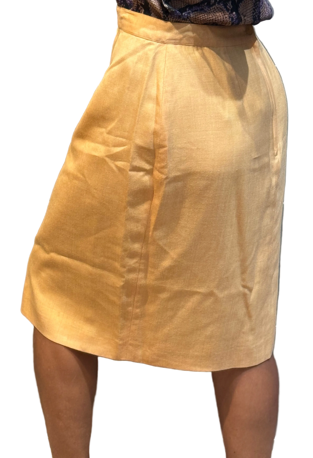 ✨ Jupe Crayon Vintage KENZO JUNGLE – Jaune Pastel (Mélange Laine) T38/40 ✨