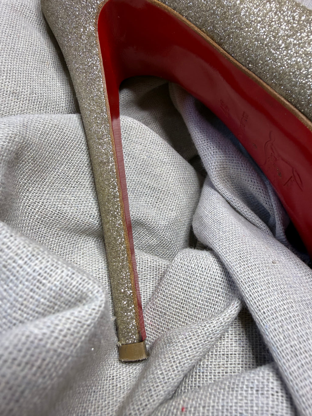 ✨ Escarpins Christian Louboutin Lady Peep Glitter Doré 37 ✨