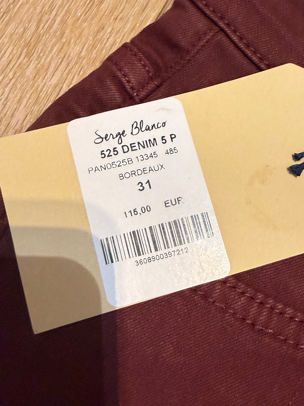Neuf avec étiquette 115€ Serge Blanco bordeaux homme T31
