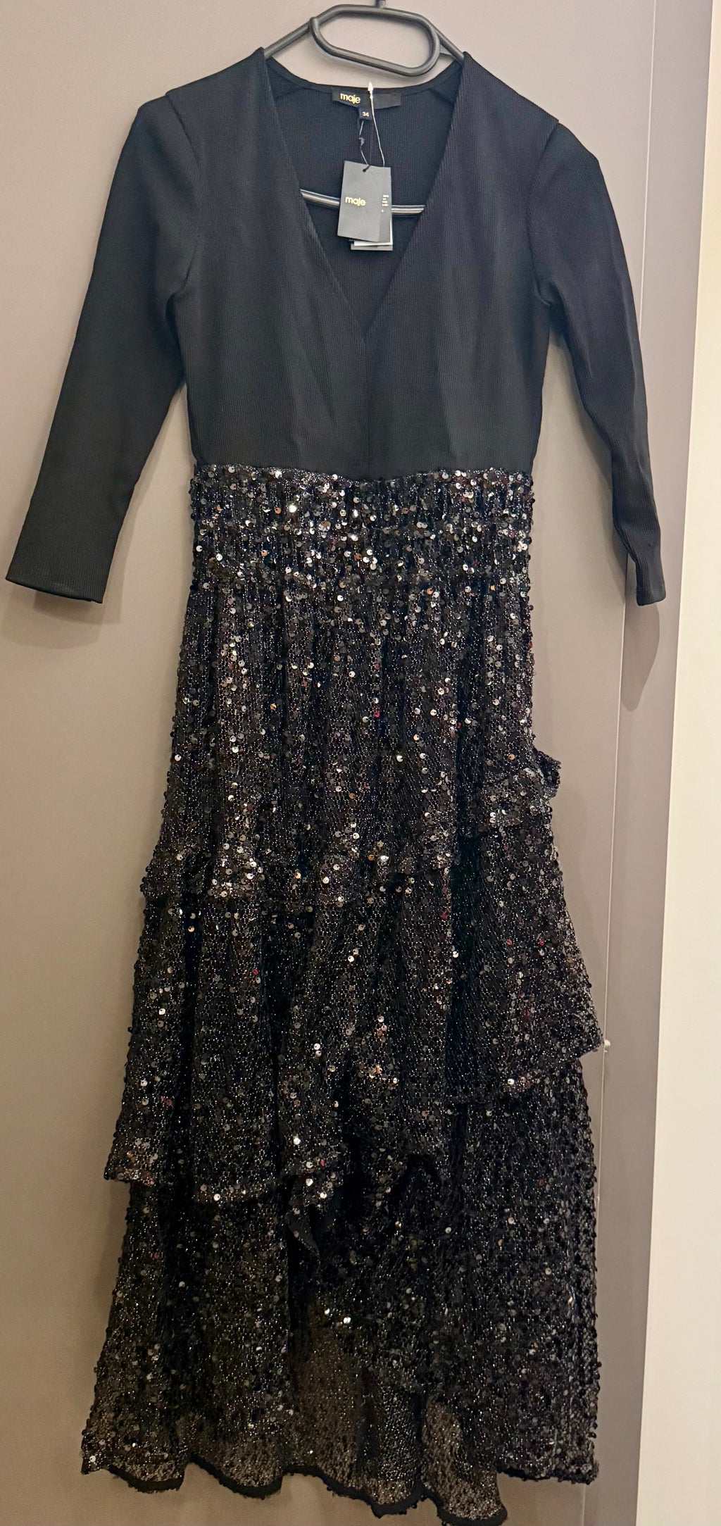 ✨ Neuve Robe de Soirée Sequins Maje XS valeur 540€ ✨