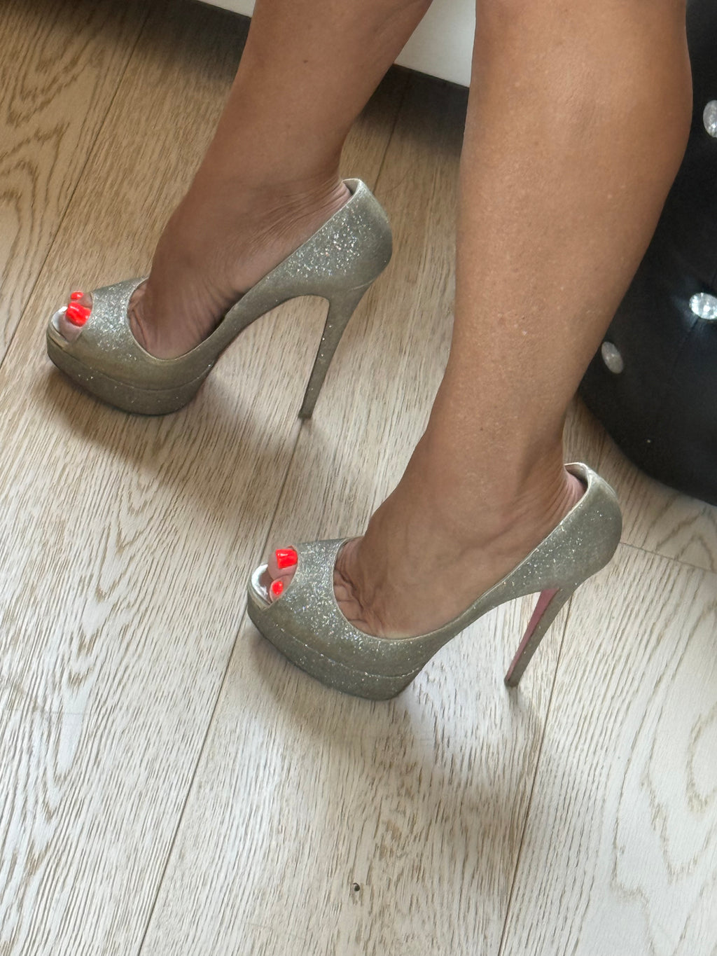 ✨ Escarpins Christian Louboutin Lady Peep Glitter Doré 37 ✨