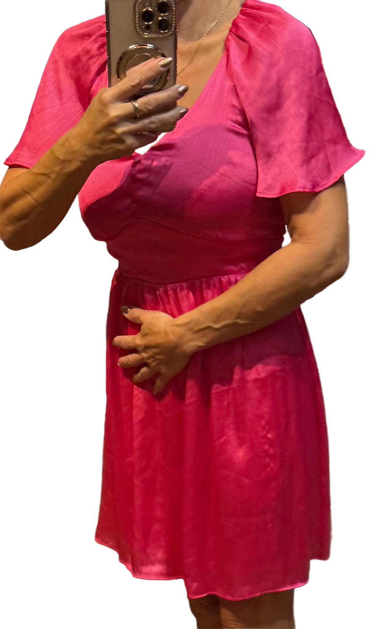 ✨ Naf Naf - Robe satin fuschia - T34 ✨