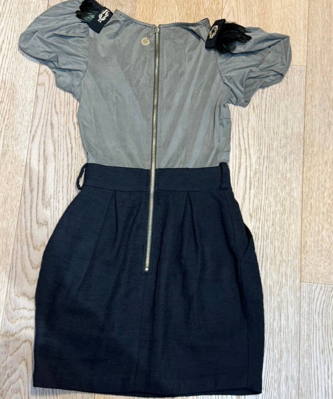✨ Elisabetta Franchi - Robe Bimatiere plumes et tweed T32/34 XXS/ XS ✨