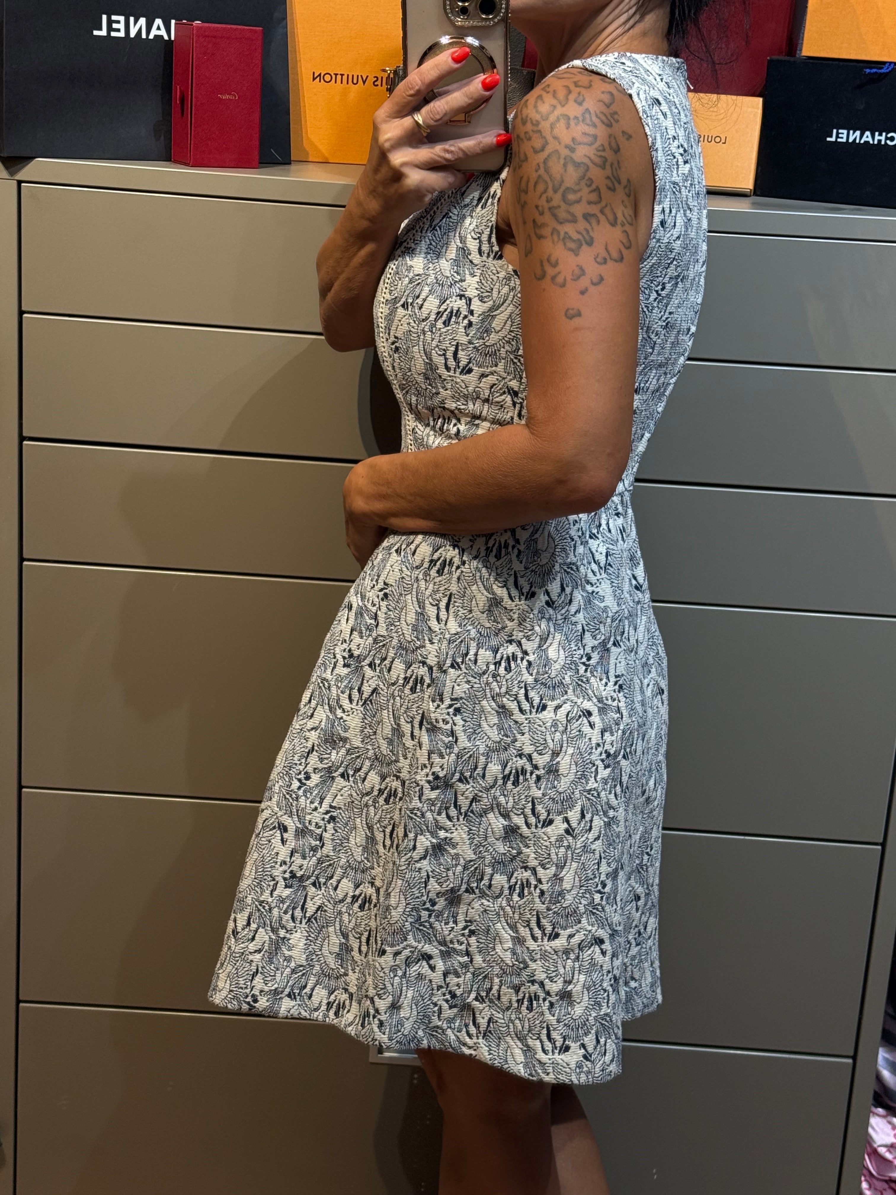✨NAF NAF Robe Patineuse en Jacquard Texturé Motif Oiseaux  (Taille 36) ✨