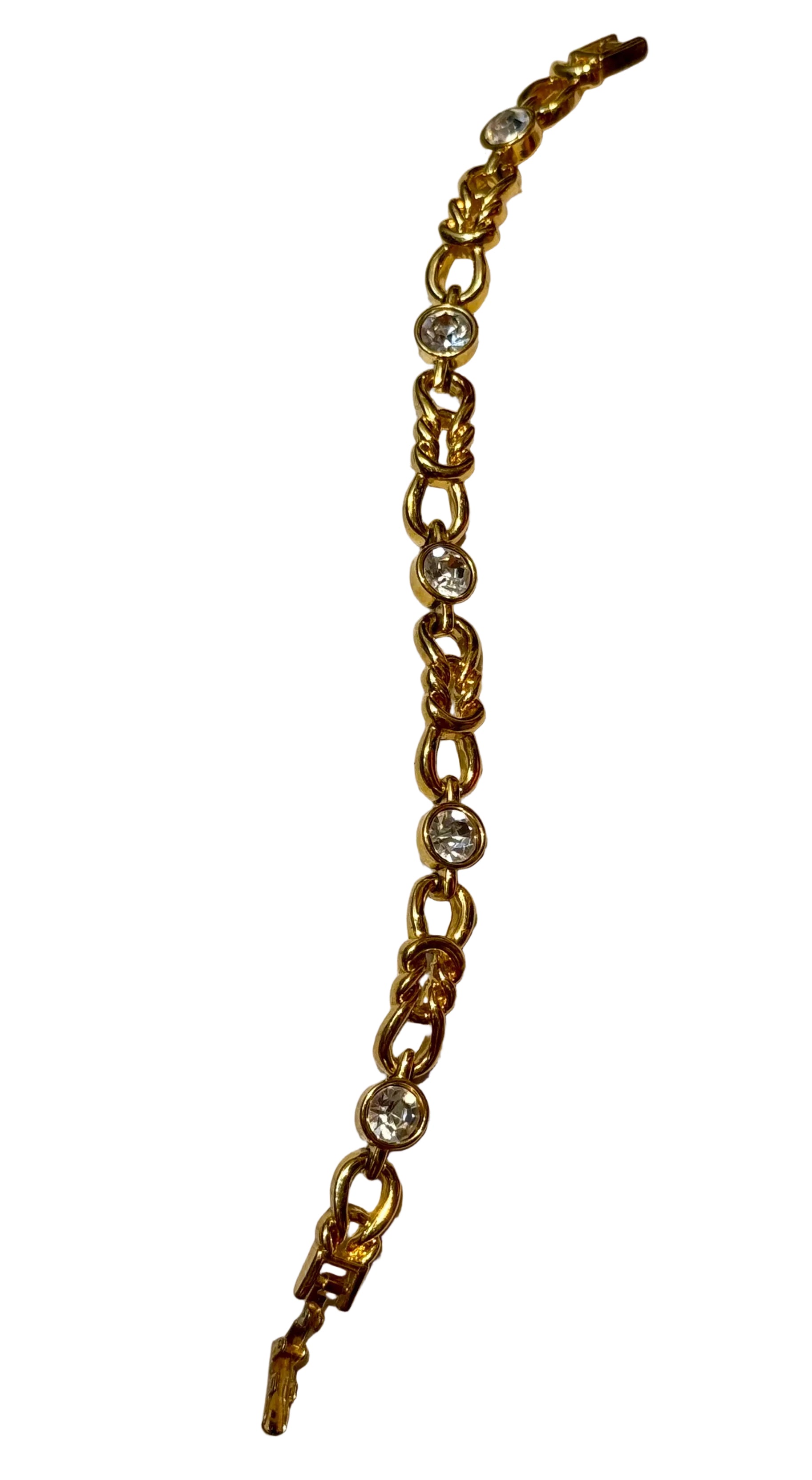 ⚜️ BRACELET VINTAGE NINA RICCI – PLAQUÉ OR & CRISTAUX ⚜️