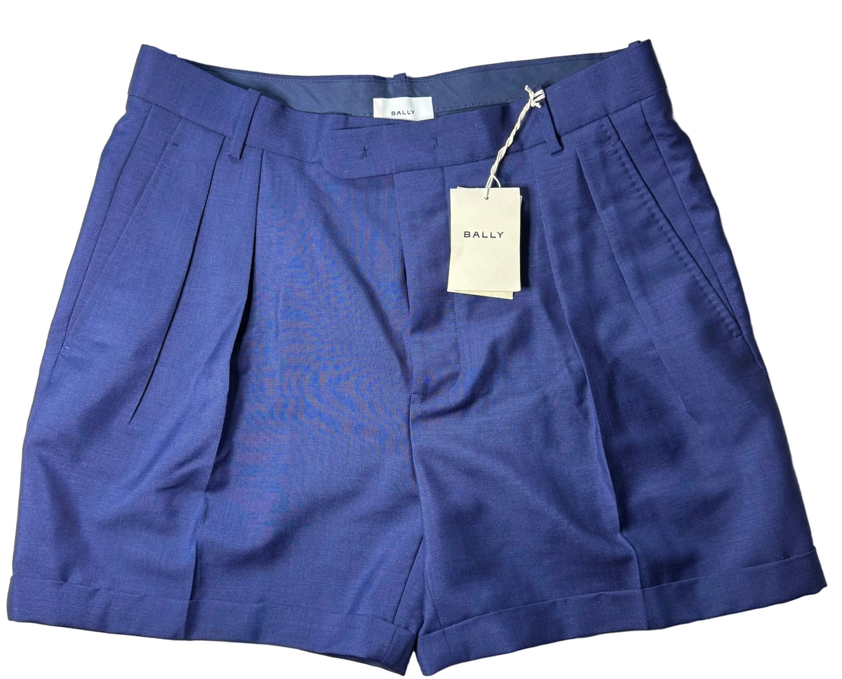 ✨ Neuf 804€ Bally Short en Mohair & Laine Marine — Taille 44 Homme / 42 Femme ✨