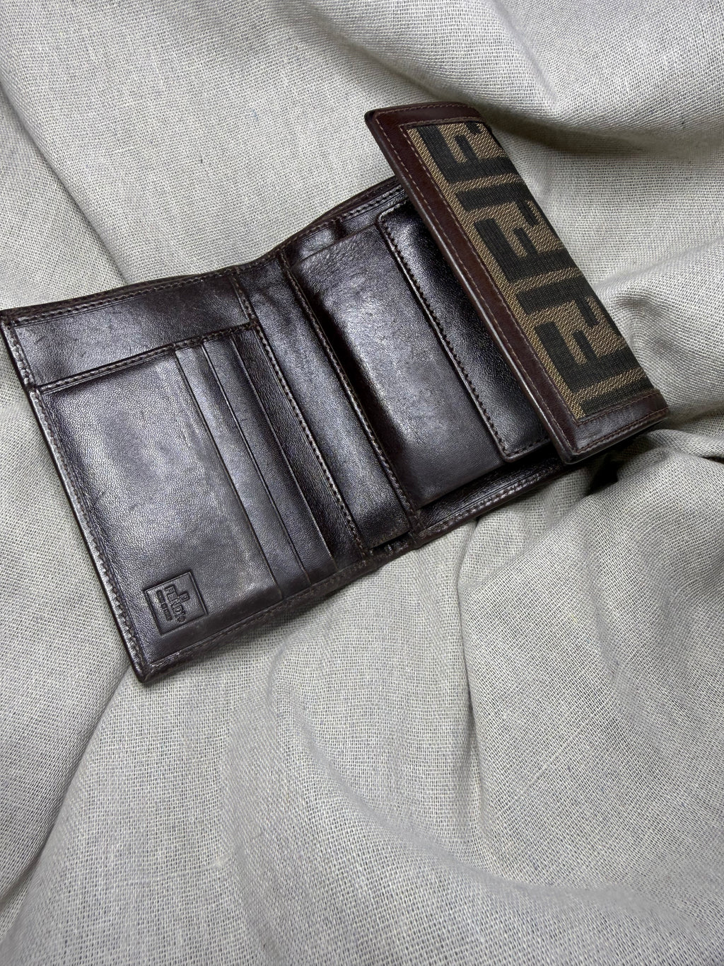 ✨ Fendi - Zucca portefeuille trifold - toile et cuir - Vintage - Mixte ✨
