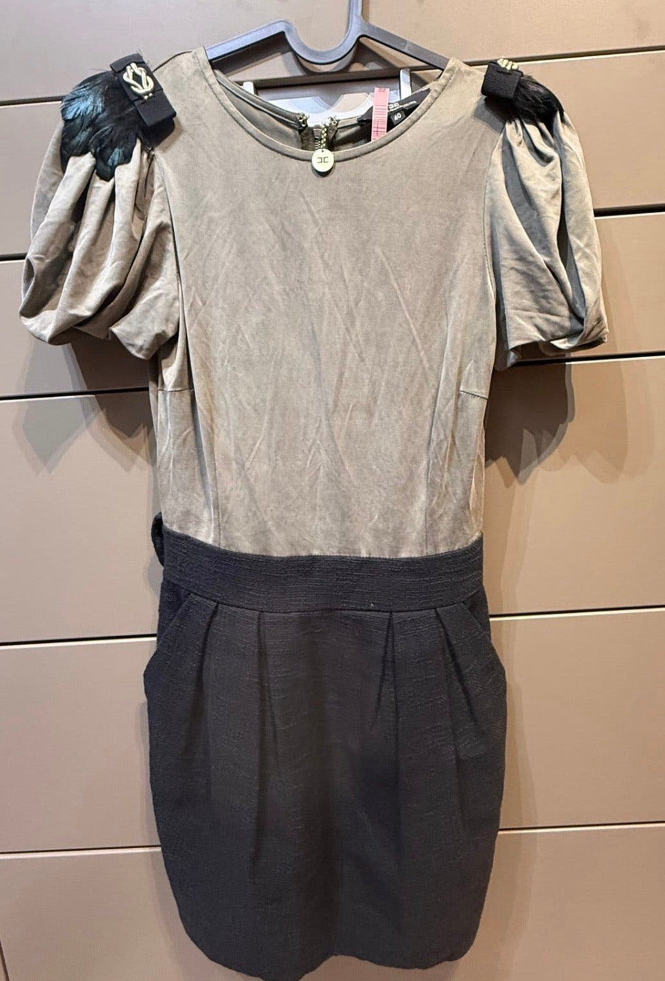✨ Elisabetta Franchi - Robe Bimatiere plumes et tweed T32/34 XXS/ XS ✨