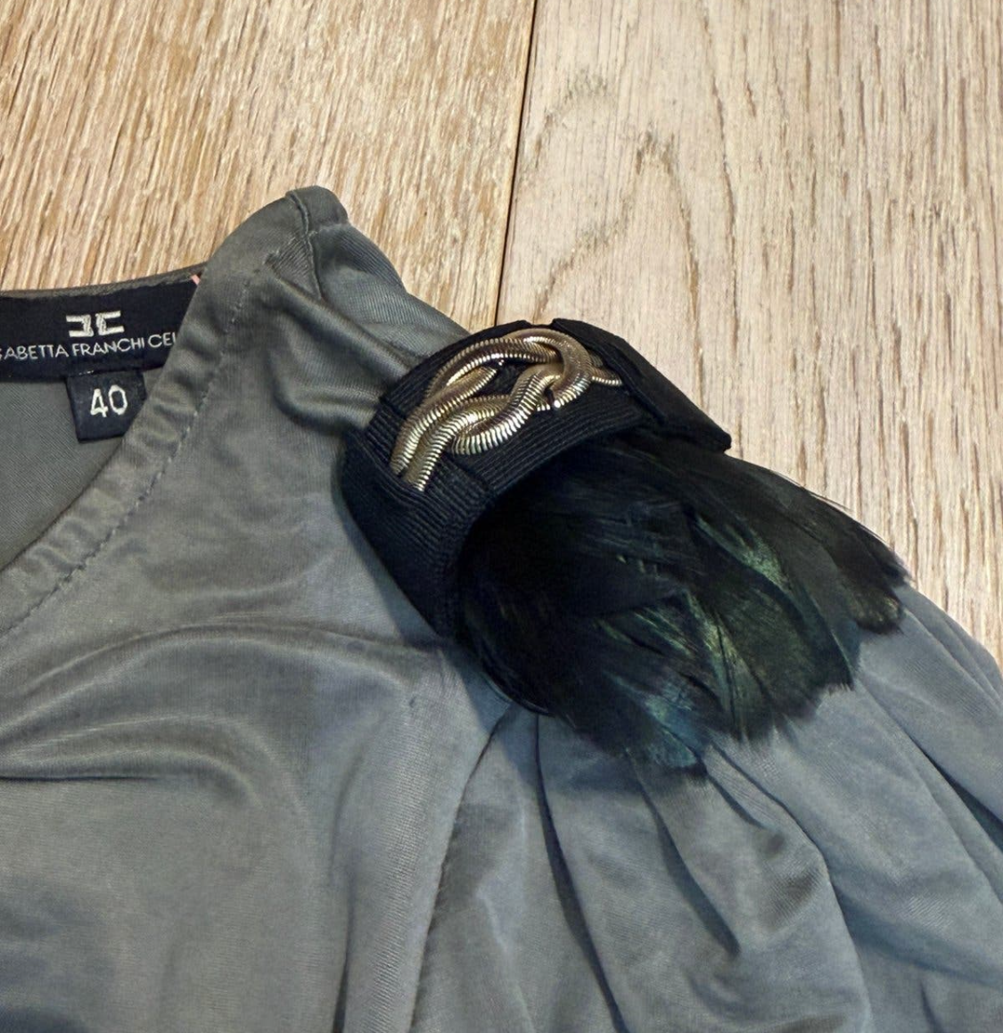 ✨ Elisabetta Franchi - Robe Bimatiere plumes et tweed T32/34 XXS/ XS ✨