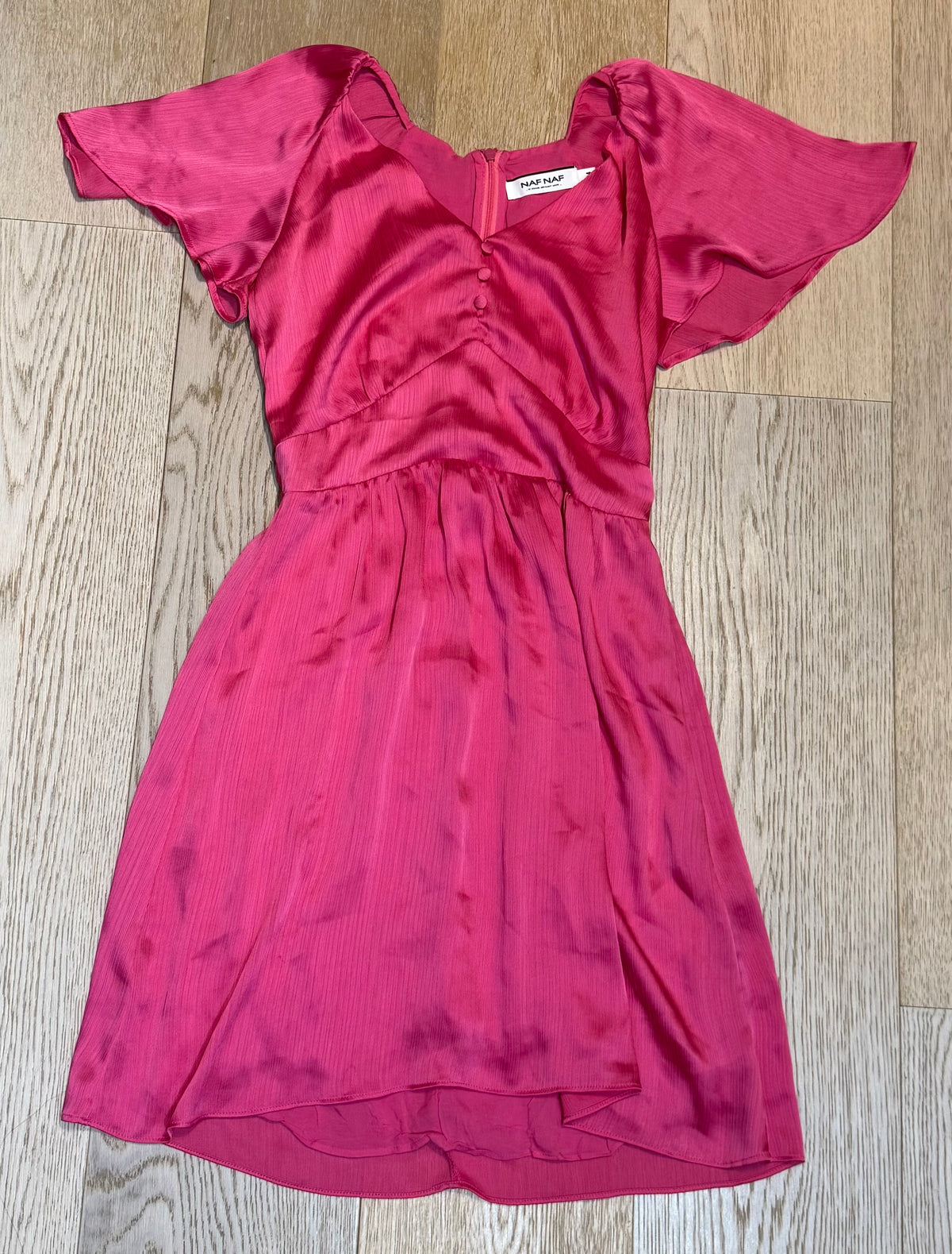 ✨ Naf Naf - Robe satin fuschia - T34 ✨