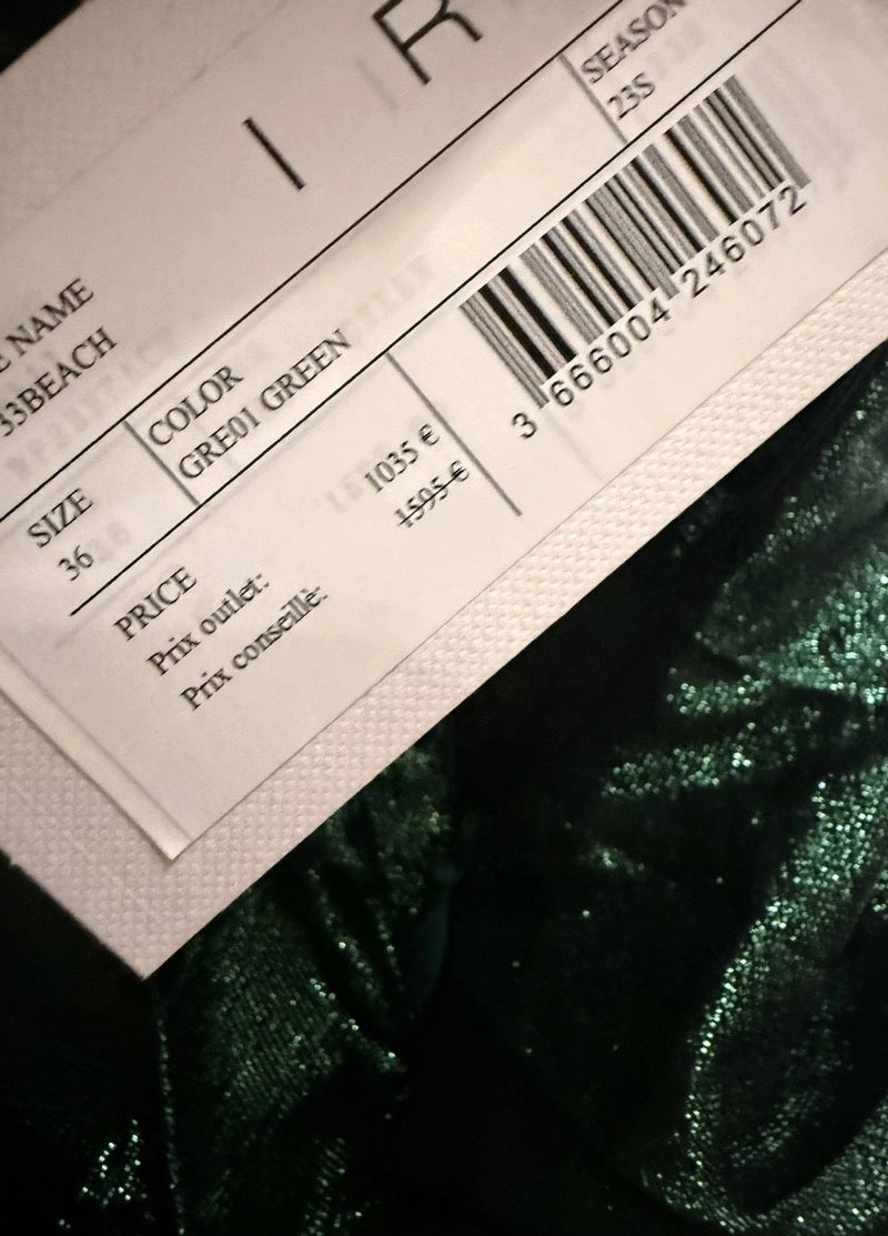 ✨ Neuve 1595€ Robe Asymétrique en Soie IRO Paris "Beach Green"  T36 ok 34 ✨