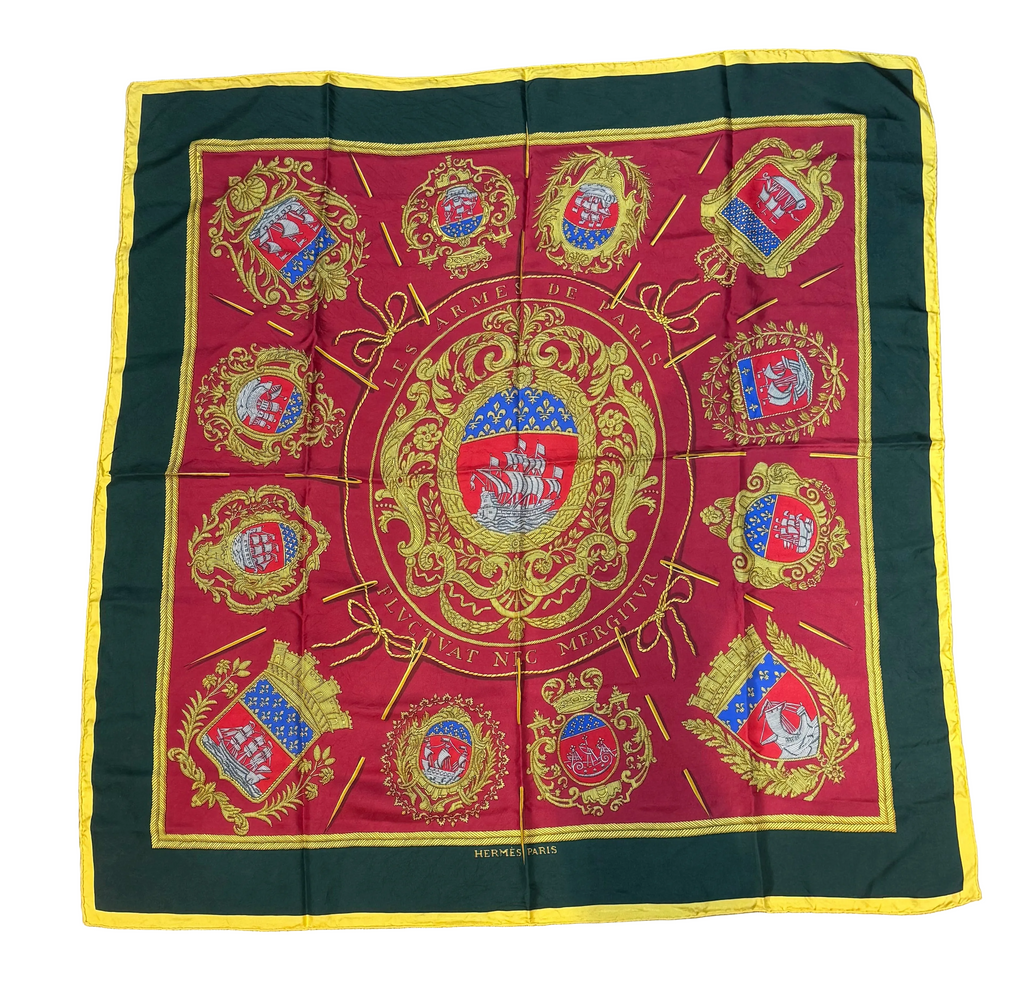 ✨ Carré de soie Hermès « Les Armes de Paris » 90cm ✨