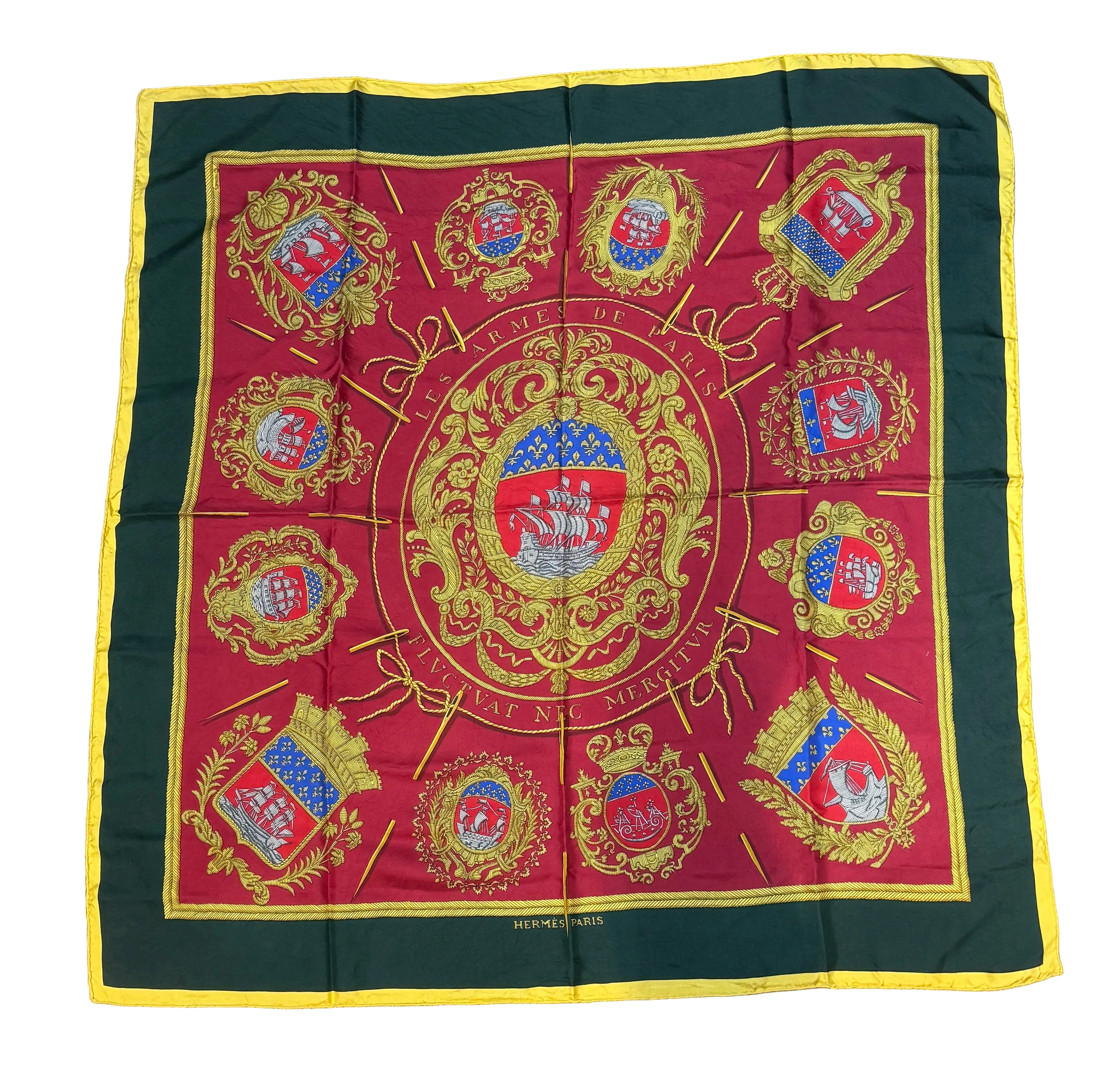 ✨ Carré de soie Hermès « Les Armes de Paris » 90cm ✨