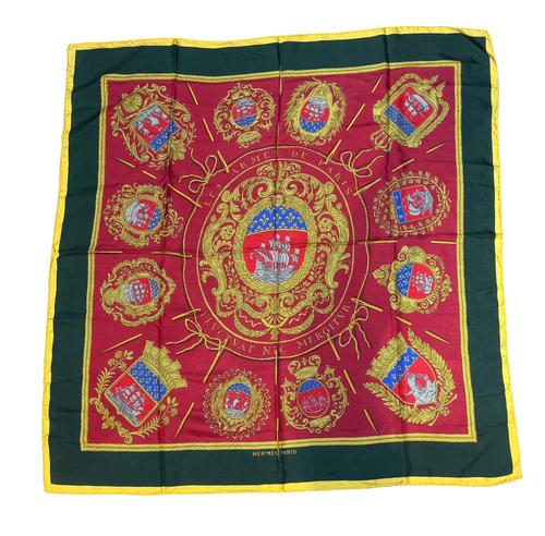 ✨ Carré de soie Hermès « Les Armes de Paris » 90cm ✨