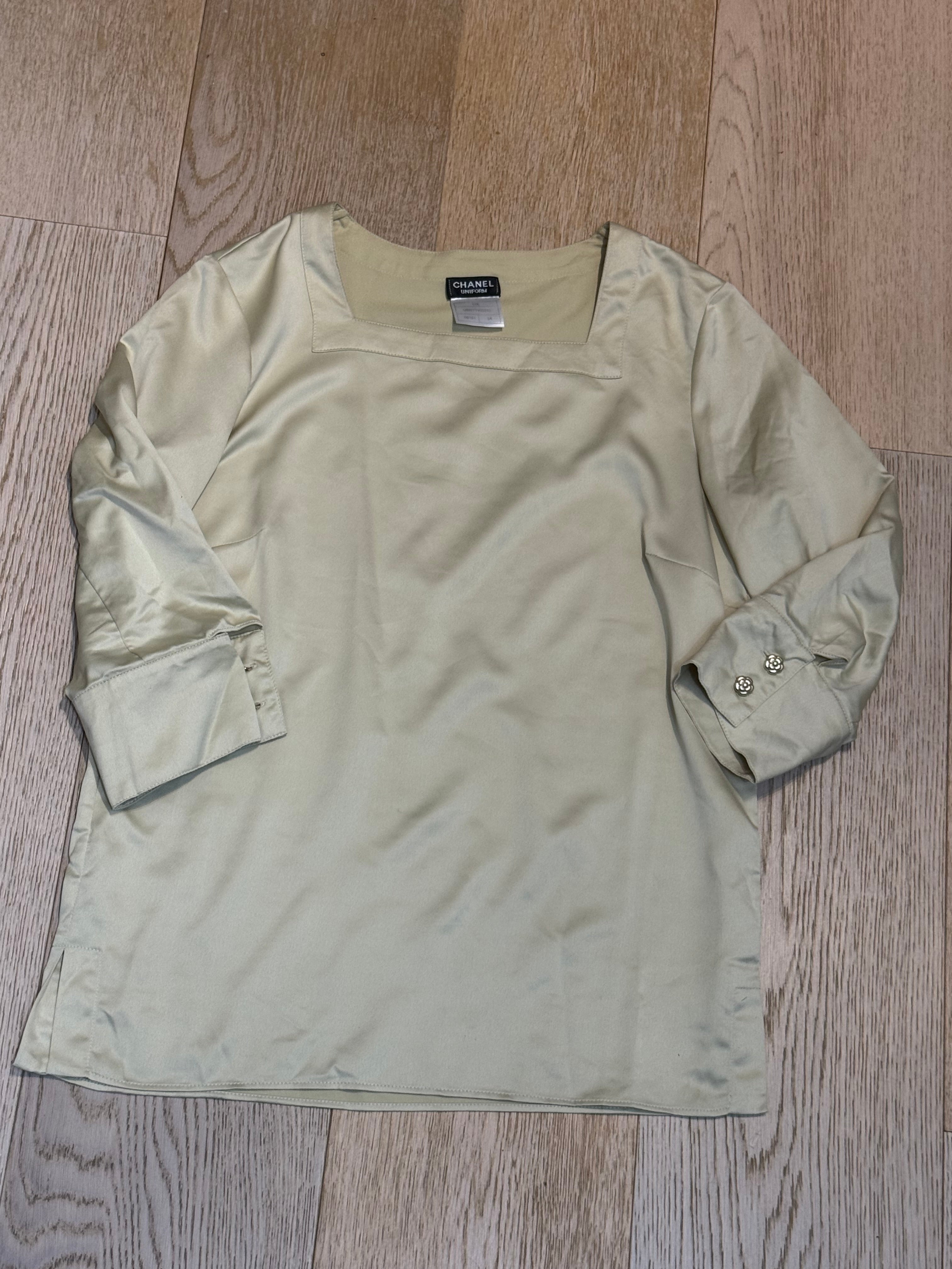 ✨ Blouse Champagne en satin Chanel Uniform 34 ok 36 🍾 ✨