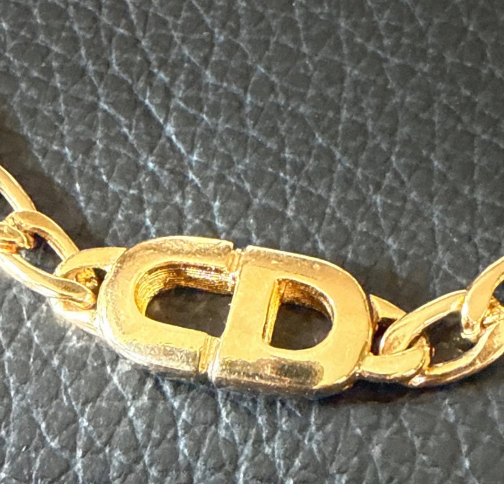 ✨ Christian Dior Vintage – Bracelet Gourmette Monogramme CD plaqué or Full set certificat inclus ✨