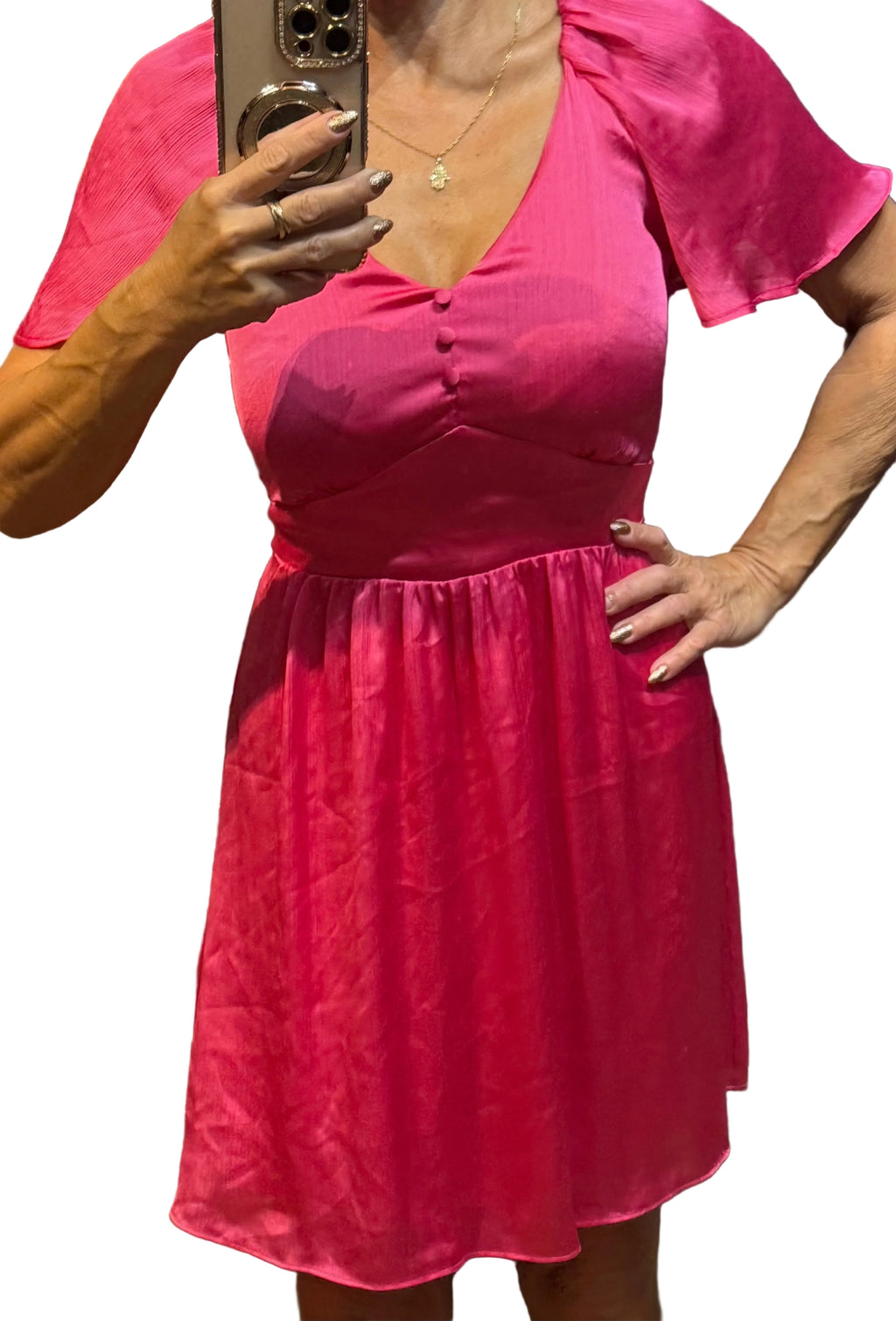 ✨ Naf Naf - Robe satin fuschia - T34 ✨