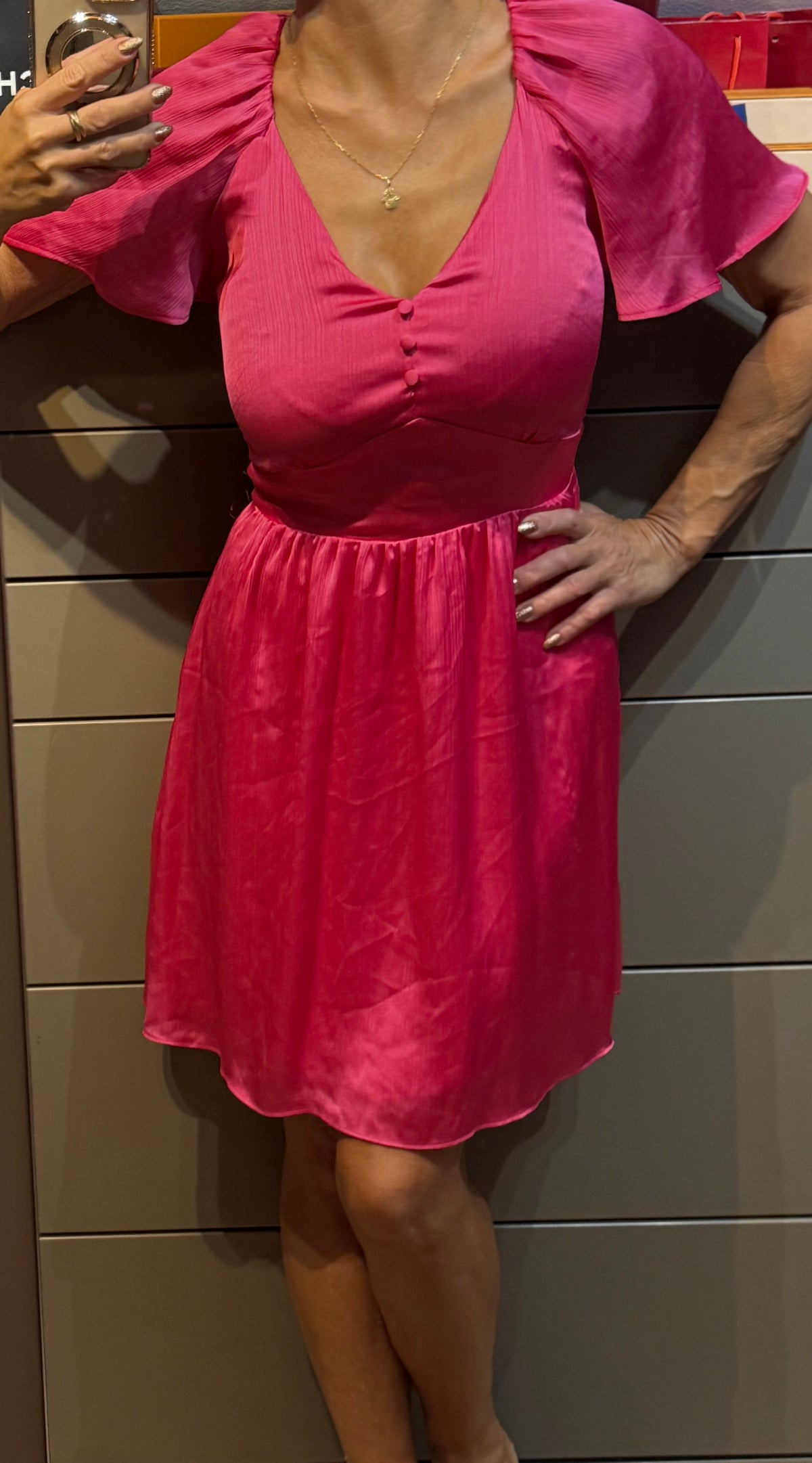 ✨ Naf Naf - Robe satin fuschia - T34 ✨