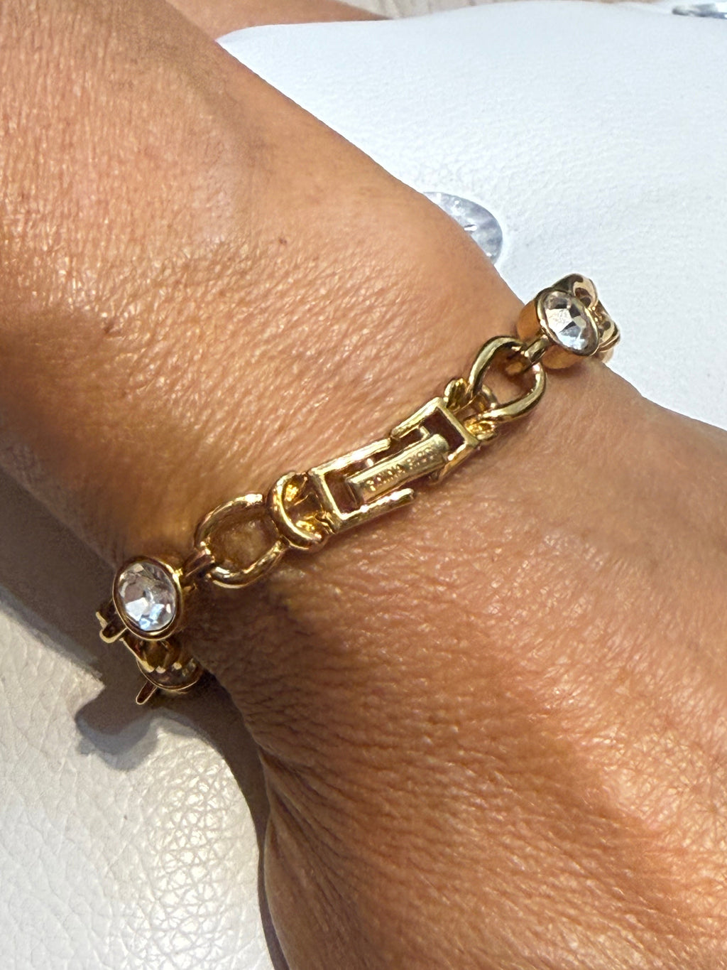 ⚜️ BRACELET VINTAGE NINA RICCI – PLAQUÉ OR & CRISTAUX ⚜️