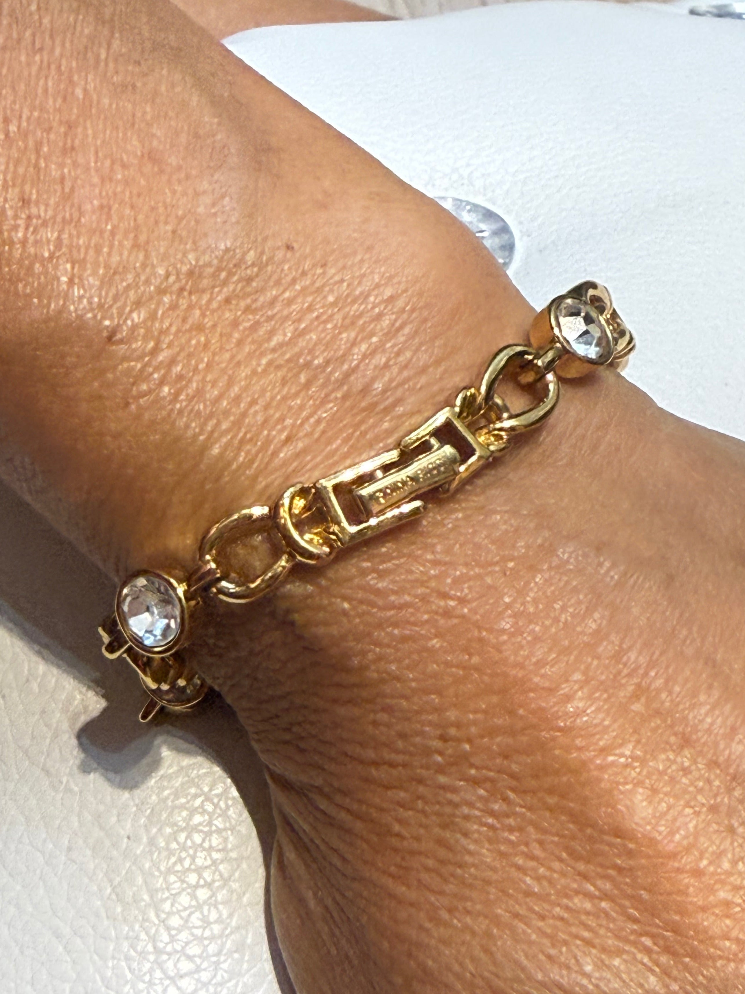 ⚜️ BRACELET VINTAGE NINA RICCI – PLAQUÉ OR & CRISTAUX ⚜️