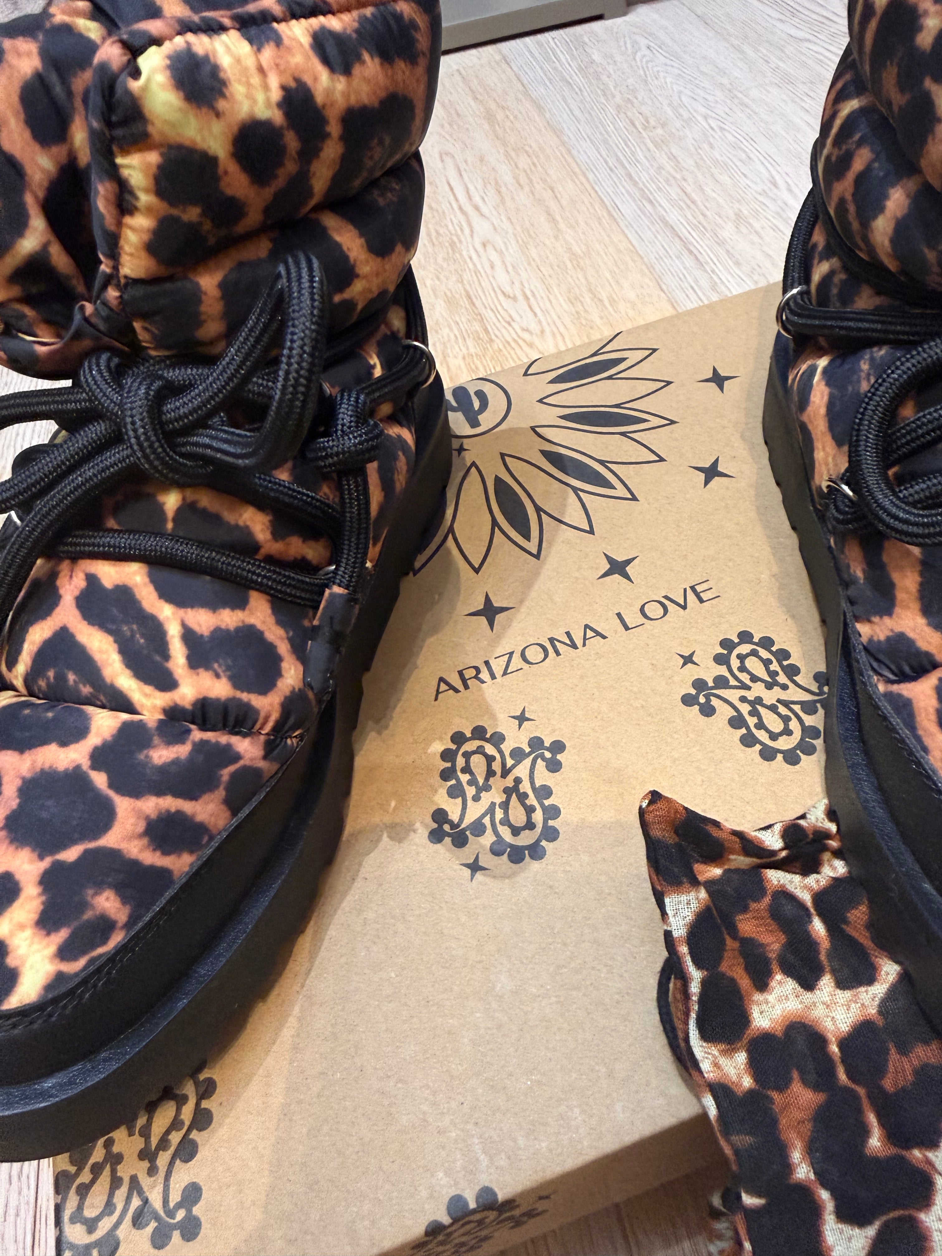 ✨ Neuves 249€ Bottes Arizona Love Snowkaki Léopard – Neuves Full Set – T.37 ✨