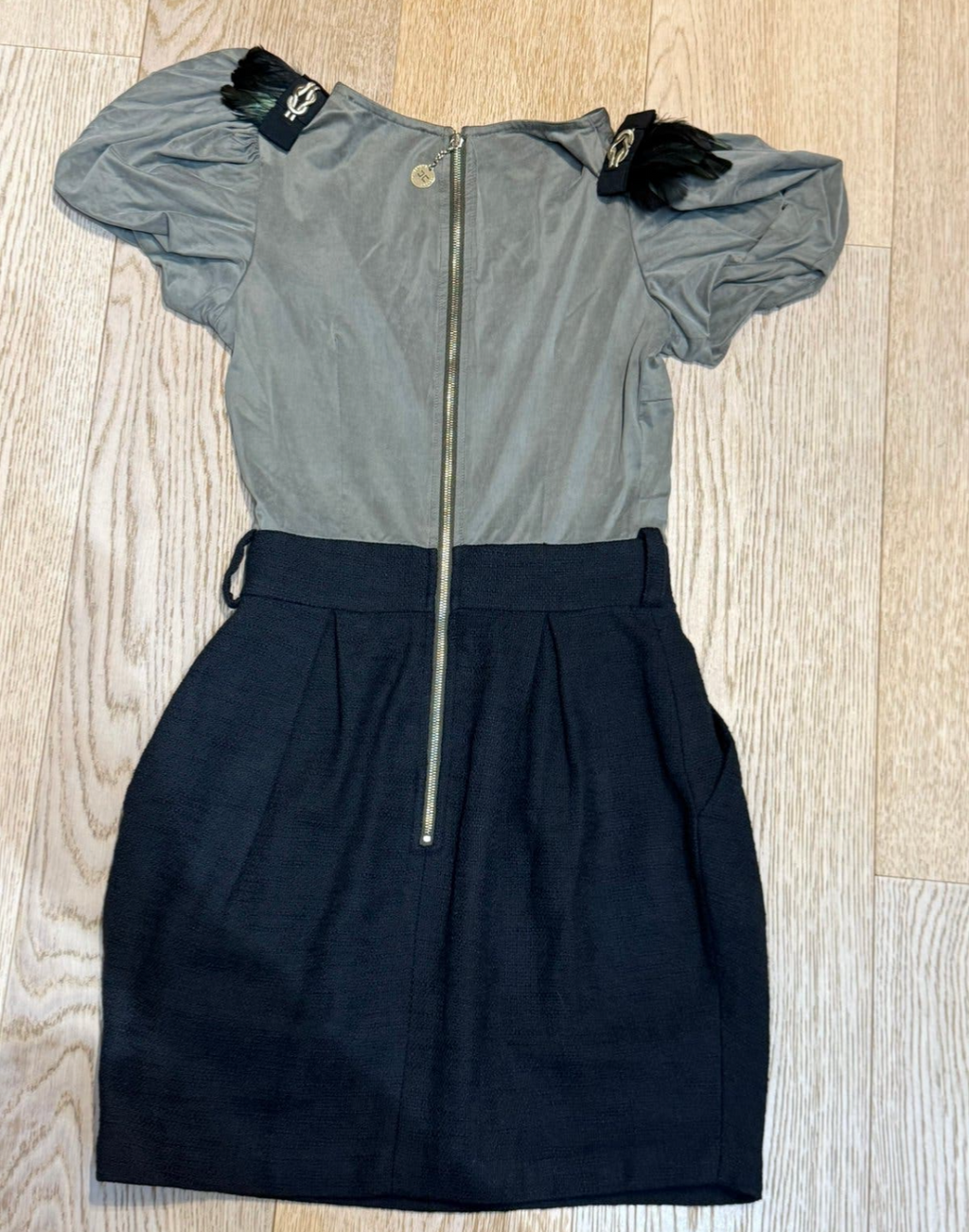 ✨ Elisabetta Franchi - Robe Bimatiere plumes et tweed T32/34 XXS/ XS ✨