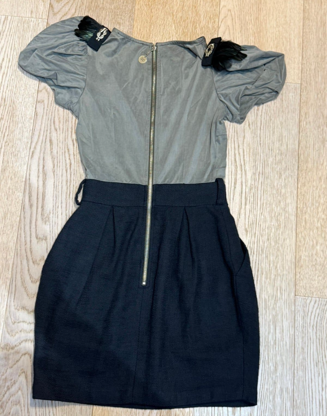 ✨ Elisabetta Franchi - Robe Bimatiere plumes et tweed T32/34 XXS/ XS ✨