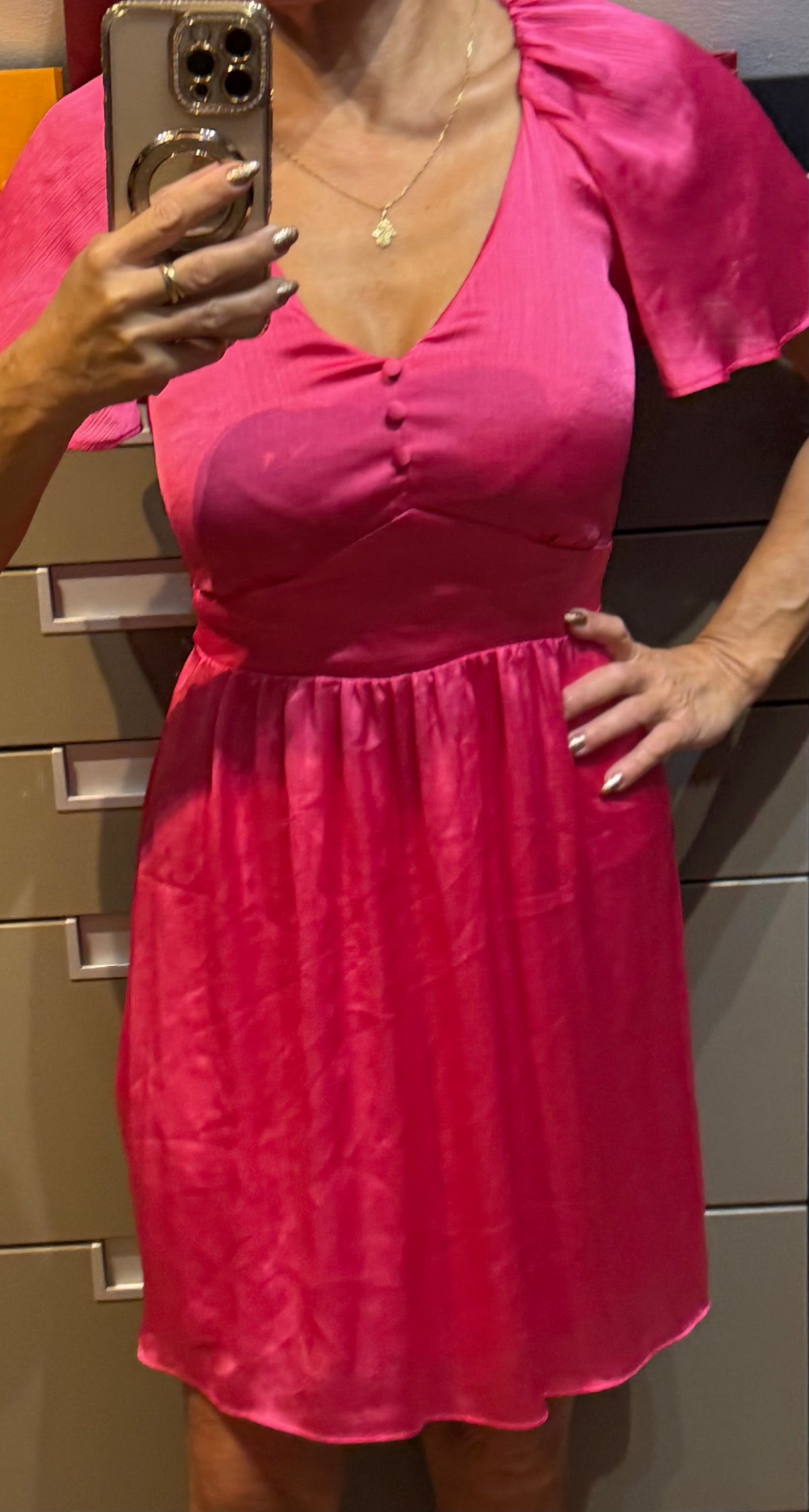 ✨ Naf Naf - Robe satin fuschia - T34 ✨