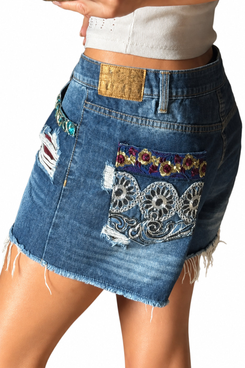 ✨ Desigual - Short en jean - Broderies & Details - T40 ok 42✨