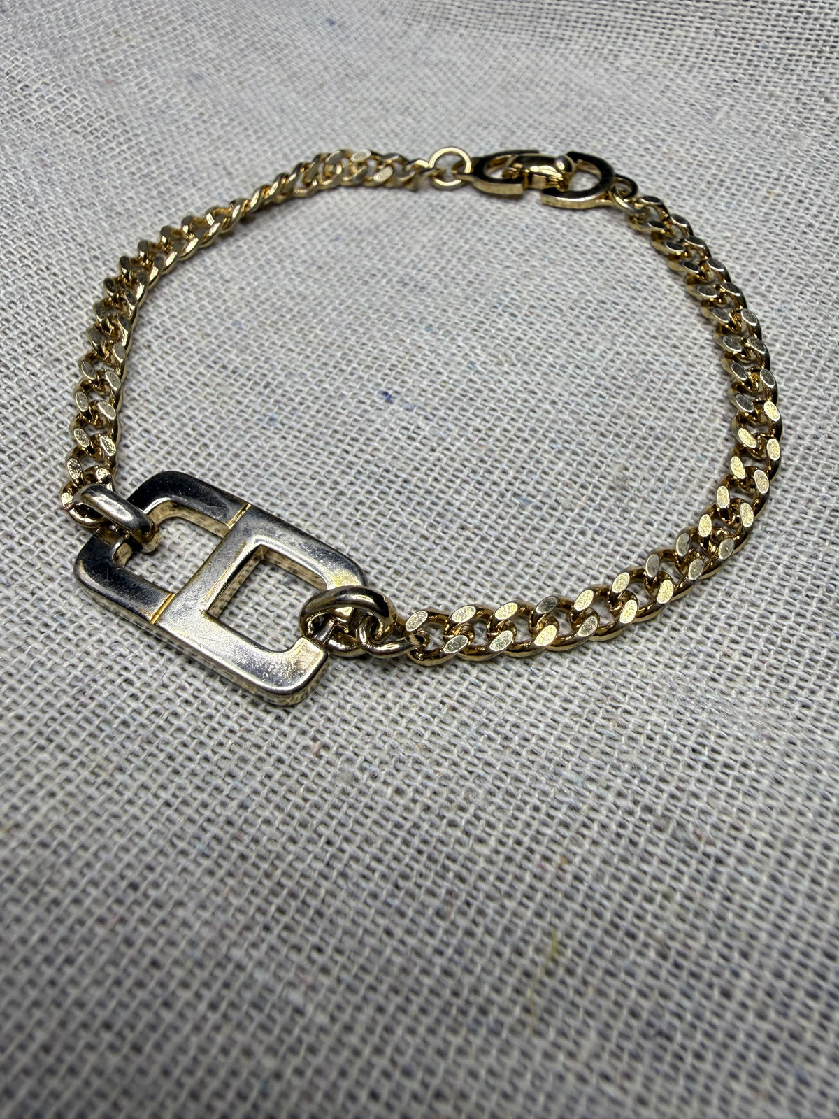 ✨ Bracelet Gourmette Vintage Christian Dior « CD » en Plaqué Or (1980) ✨