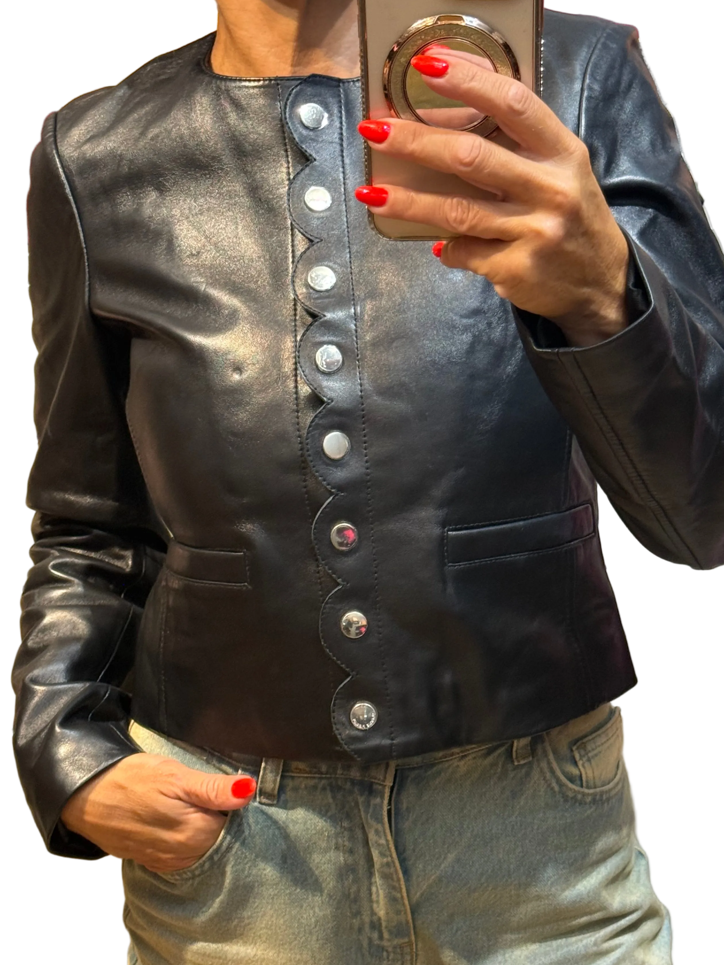 ✨Neuve 495€ Vestz en cuir Claudie Pierlot T34 ✨