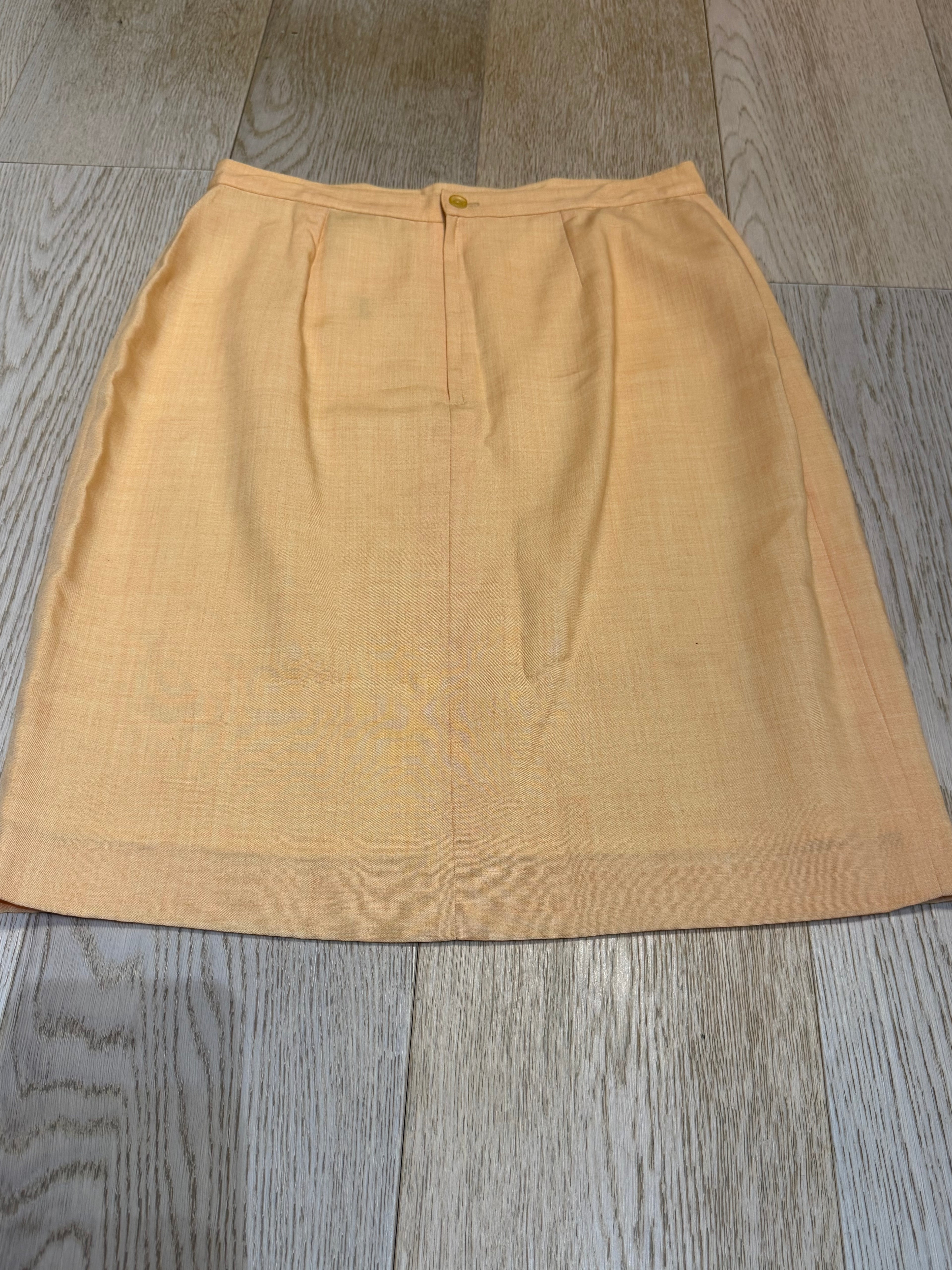 ✨ Jupe Crayon Vintage KENZO JUNGLE – Jaune Pastel (Mélange Laine) T38/40 ✨