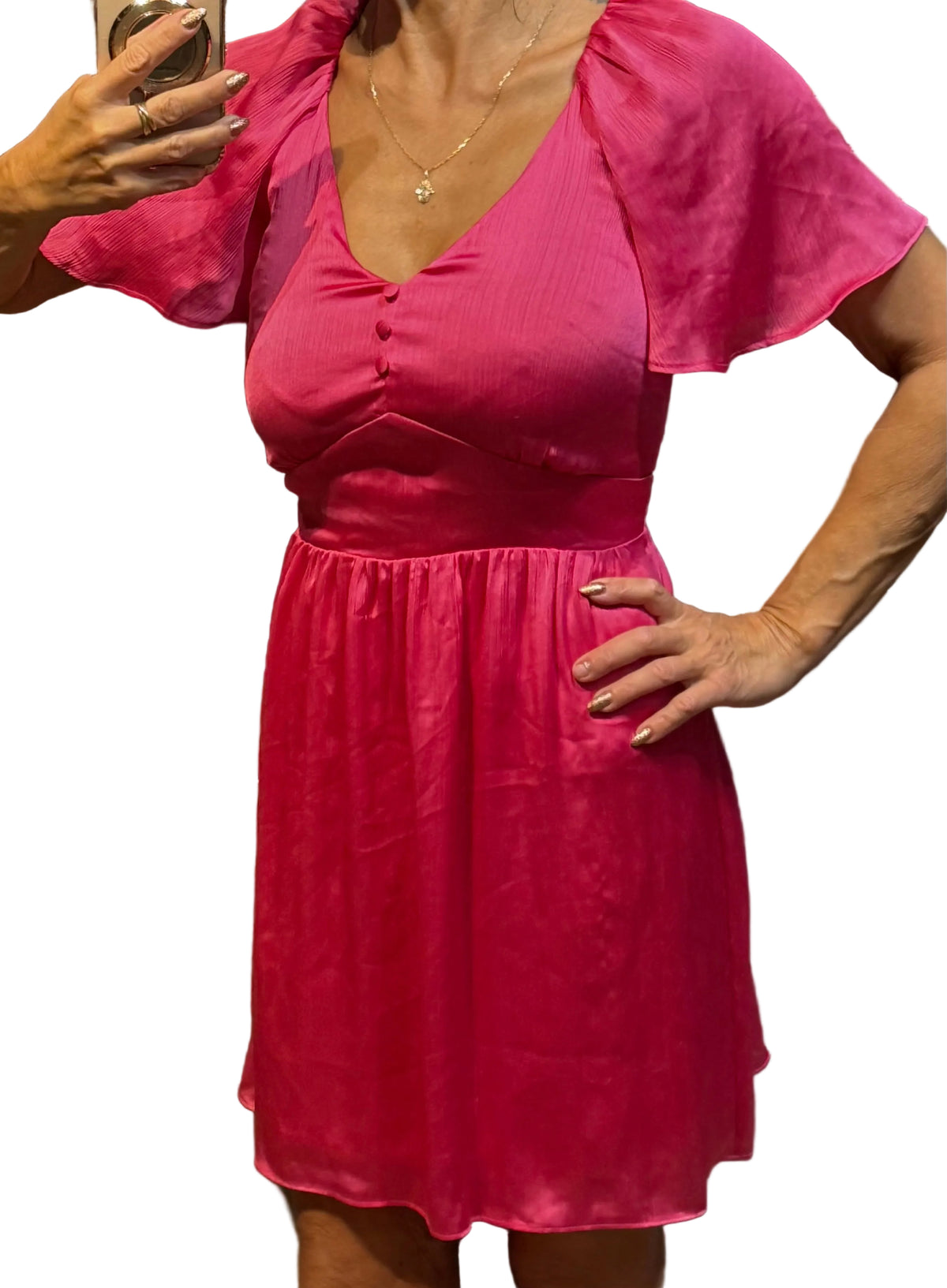 ✨ Naf Naf - Robe satin fuschia - T34 ✨
