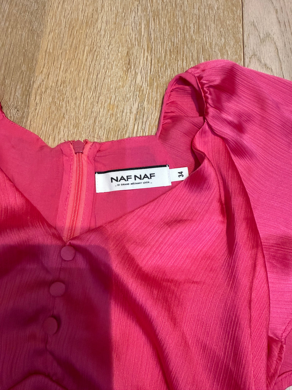✨ Naf Naf - Robe satin fuschia - T34 ✨
