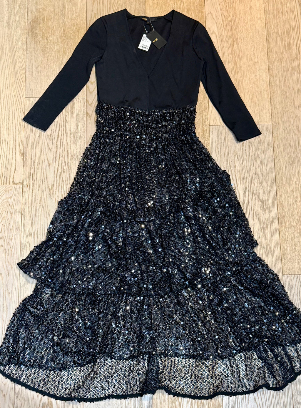 ✨ Neuve Robe de Soirée Sequins Maje XS valeur 540€ ✨