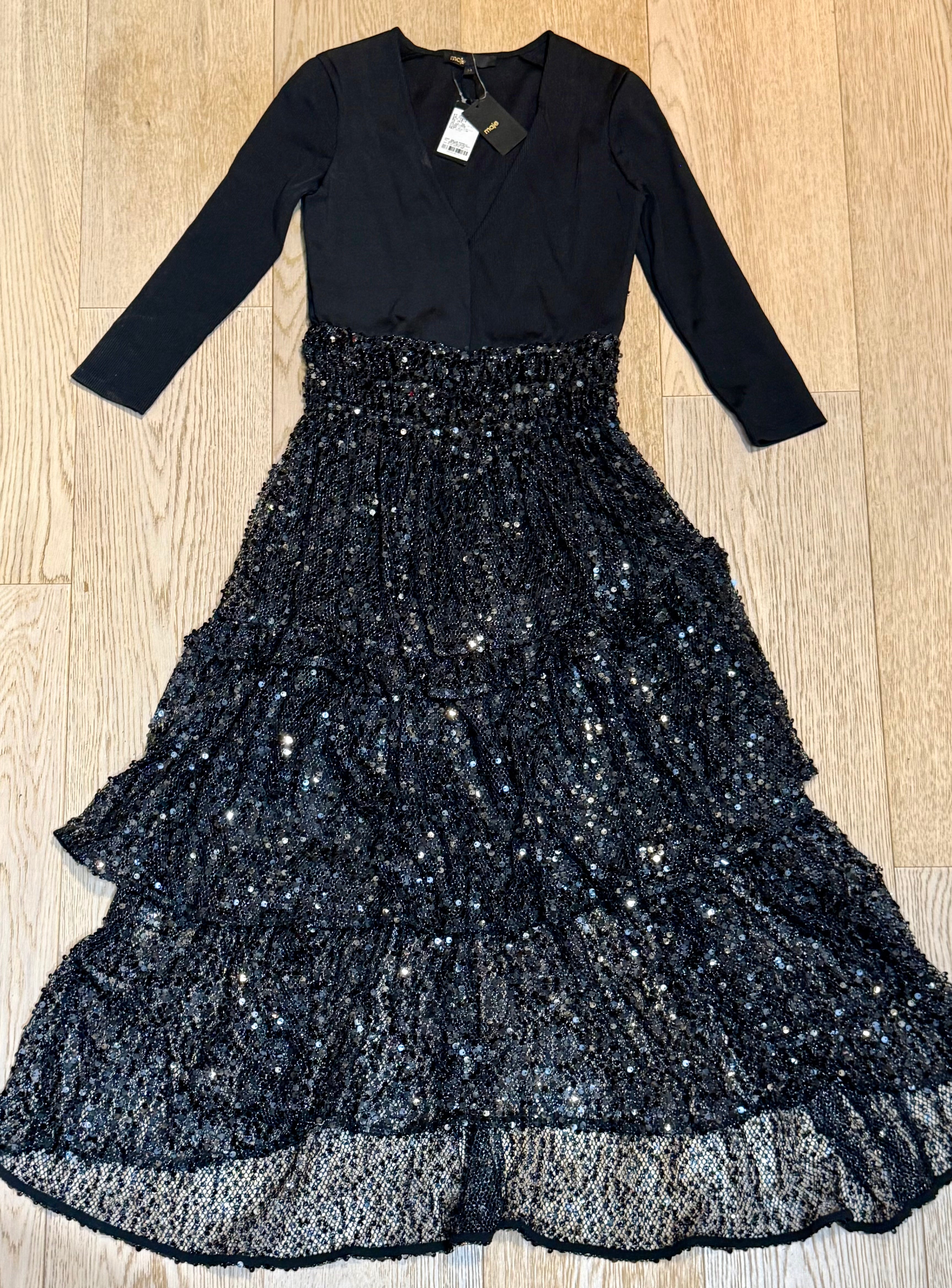 ✨ Neuve Robe de Soirée Sequins Maje XS valeur 540€ ✨