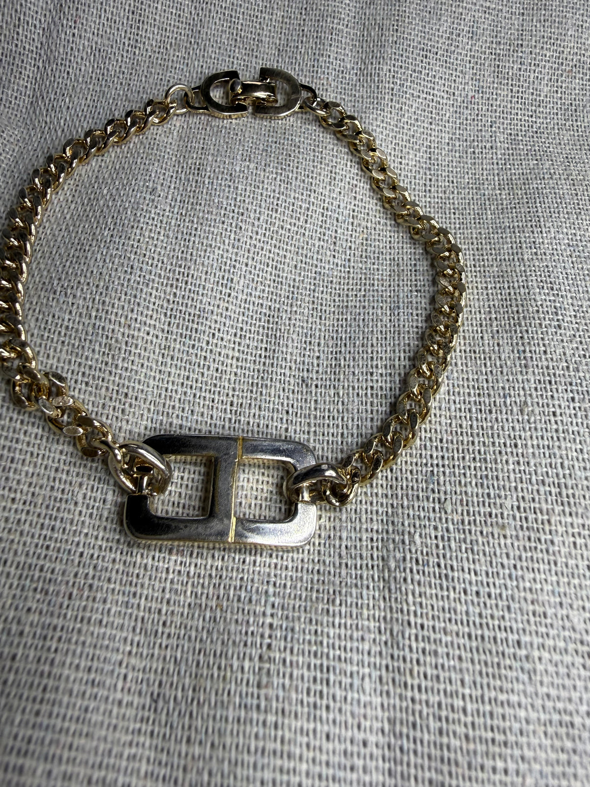 ✨ Bracelet Gourmette Vintage Christian Dior « CD » en Plaqué Or (1980) ✨