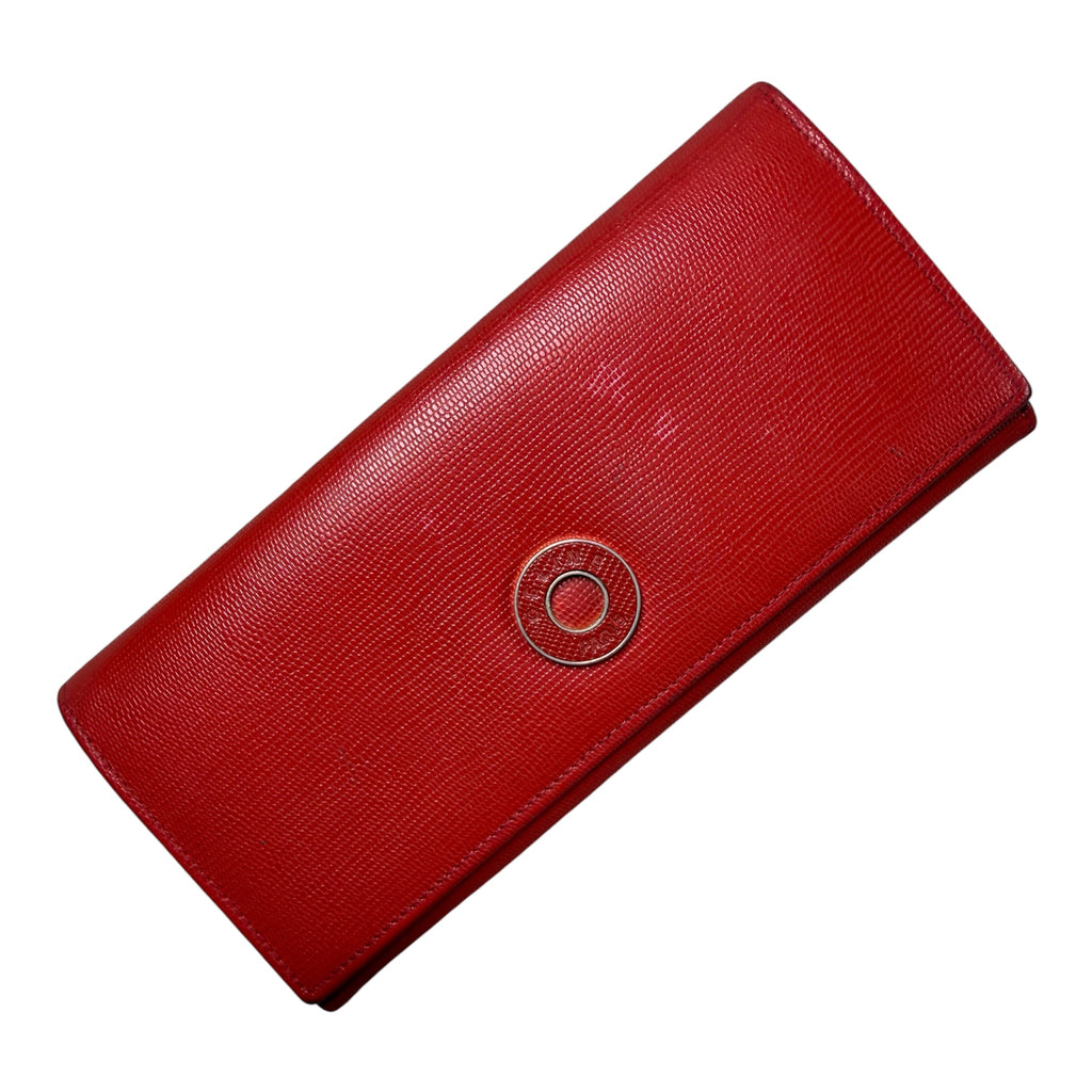 ✨ Portefeuille long Vintage Céline Paris – Cuir Rouge façon Lézard & Fermoir Cercle Doré ✨